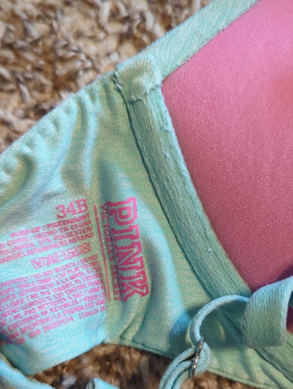 Pink Victoria's Secret Push-Up Bra - Pink, Magenta Print, Blue, Aqua - Picture 11 of 11